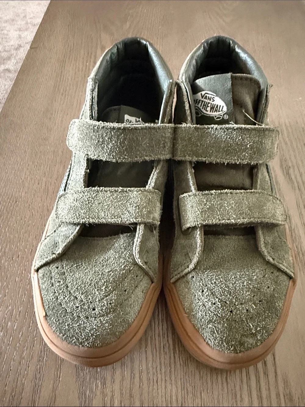 Vans Kids Olive Suede Velcro Sneakers